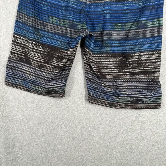 Prana Board Shorts 33 Mens Blue Striped Back Pocket Swim Trunks Bathing Suit - Picture 11 of 15